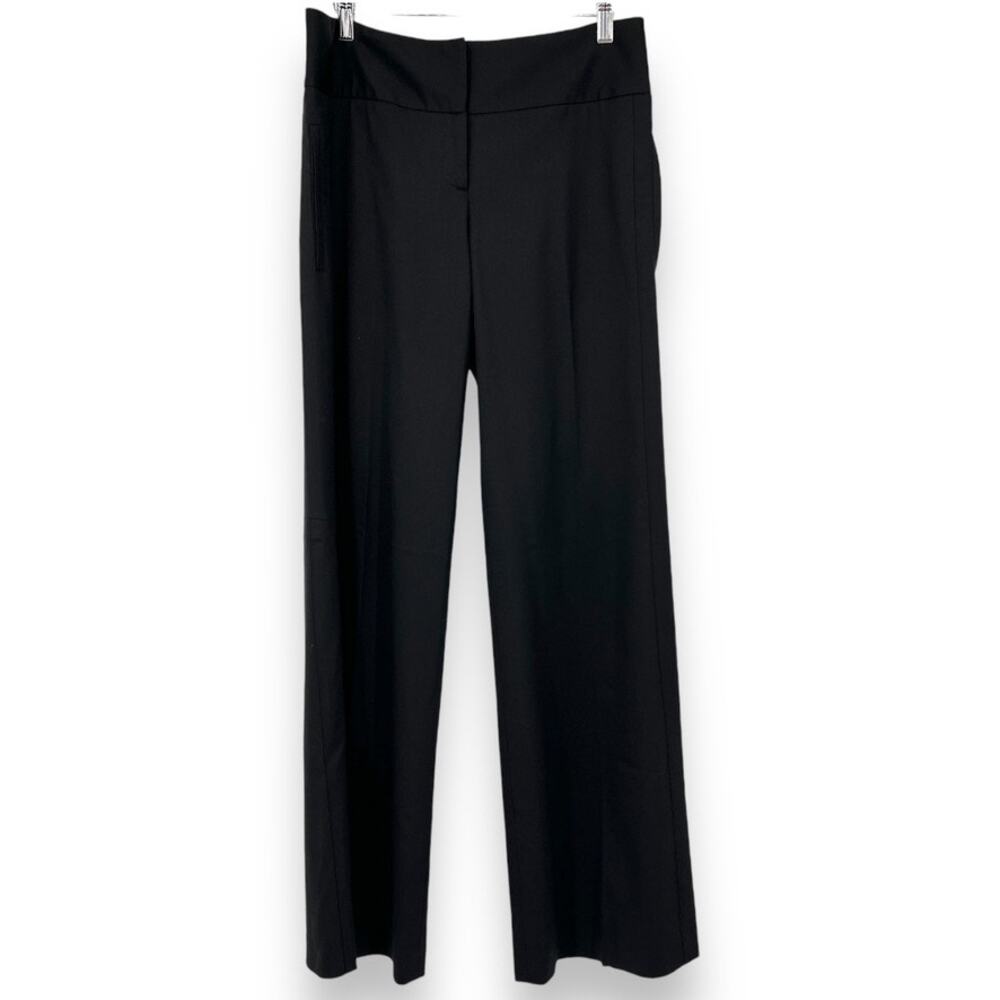 Diane Von Furstenberg Lariam Mid Rise Wool Black Wide Leg Pants Women's 4 Casual